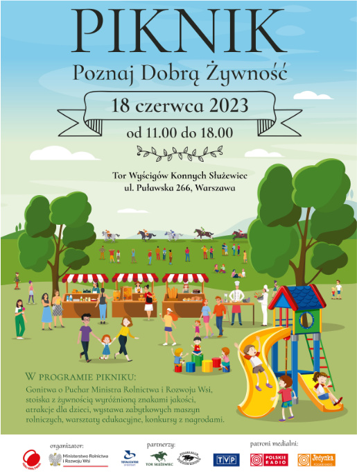 Plakat informujący o Pikniku Poznaj Dobrą Żywność.