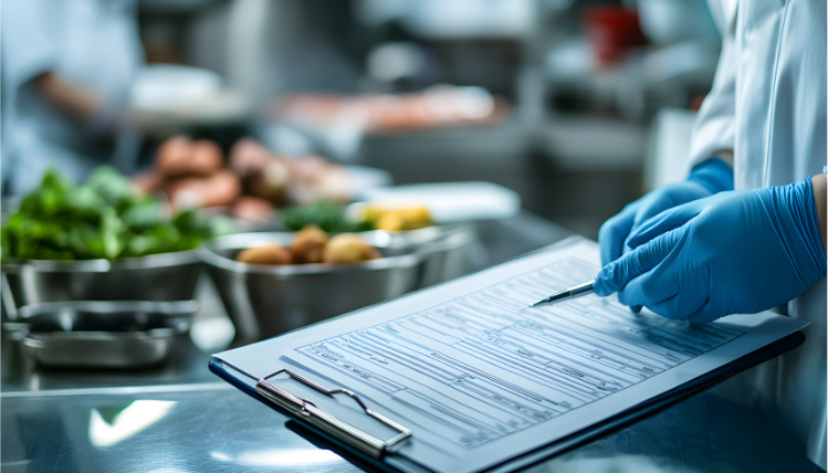 Osoba w rękawiczkach trzyma formularz